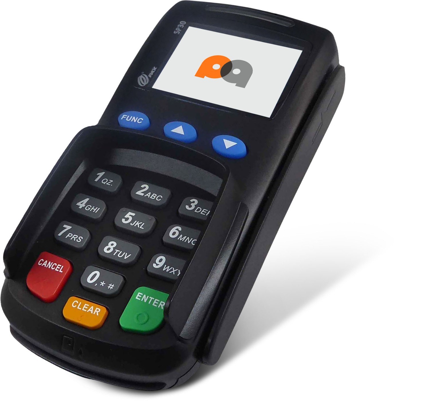 Black handheld card payment terminal