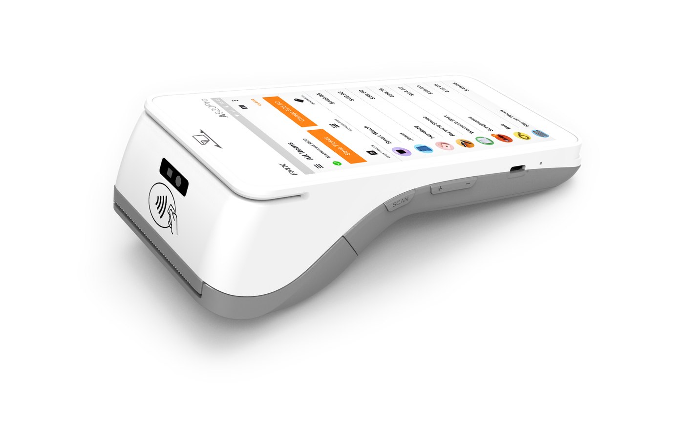 Payment terminal showing a point-of-sale menu