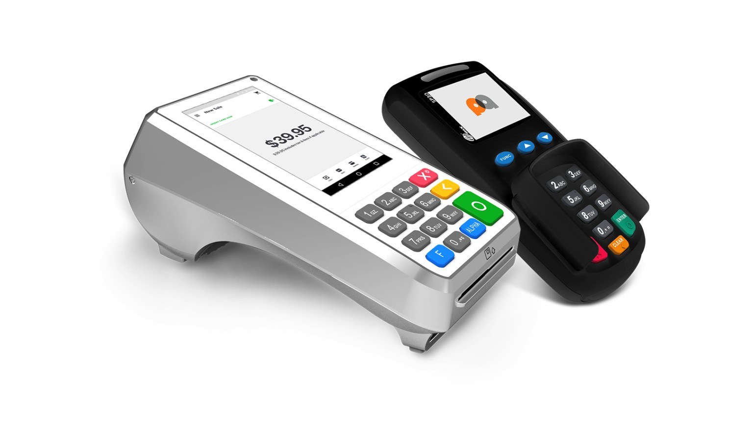 Countertop terminal shown with a separate keypad reader