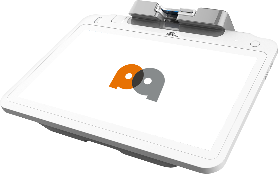 Touchscreen point-of-sale terminal with payment logo